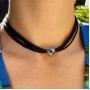 ЧОКЪР ОТ САТЕН СЪС СЪРЦЕ СВАРОВСКИ/SWAROVSKI BERMUDA BLUE ЧОКЪР ОТ САТЕН СЪС СЪРЦЕ СВАРОВСКИ/SWAROVSKI BERMUDA BLUE